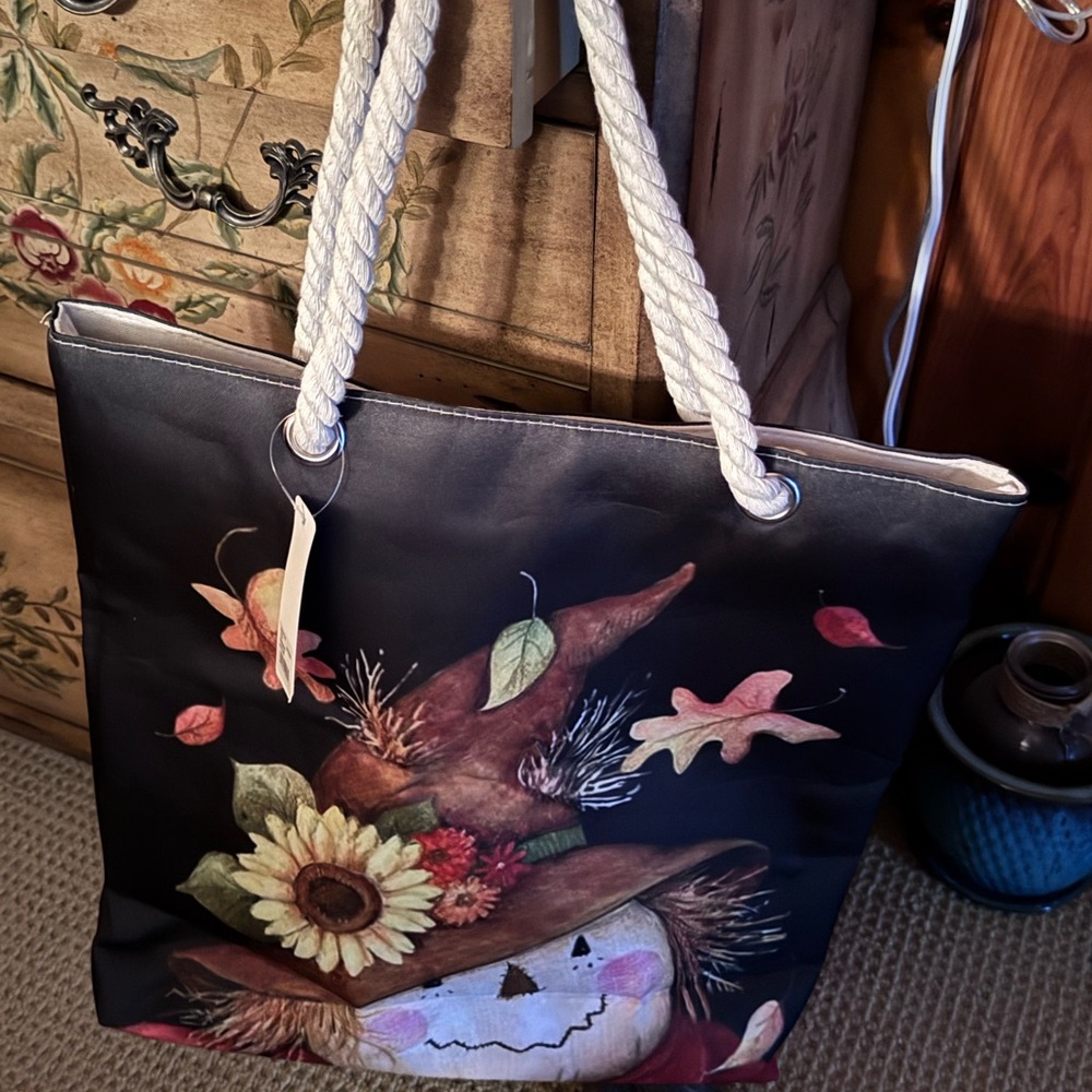 Autumn Scarecrow Tote Bag - Black